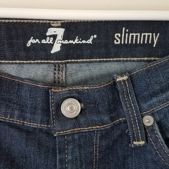 7 For All Mankind Slimmy Straight Leg Dark Jeans - Picture 4 of 5